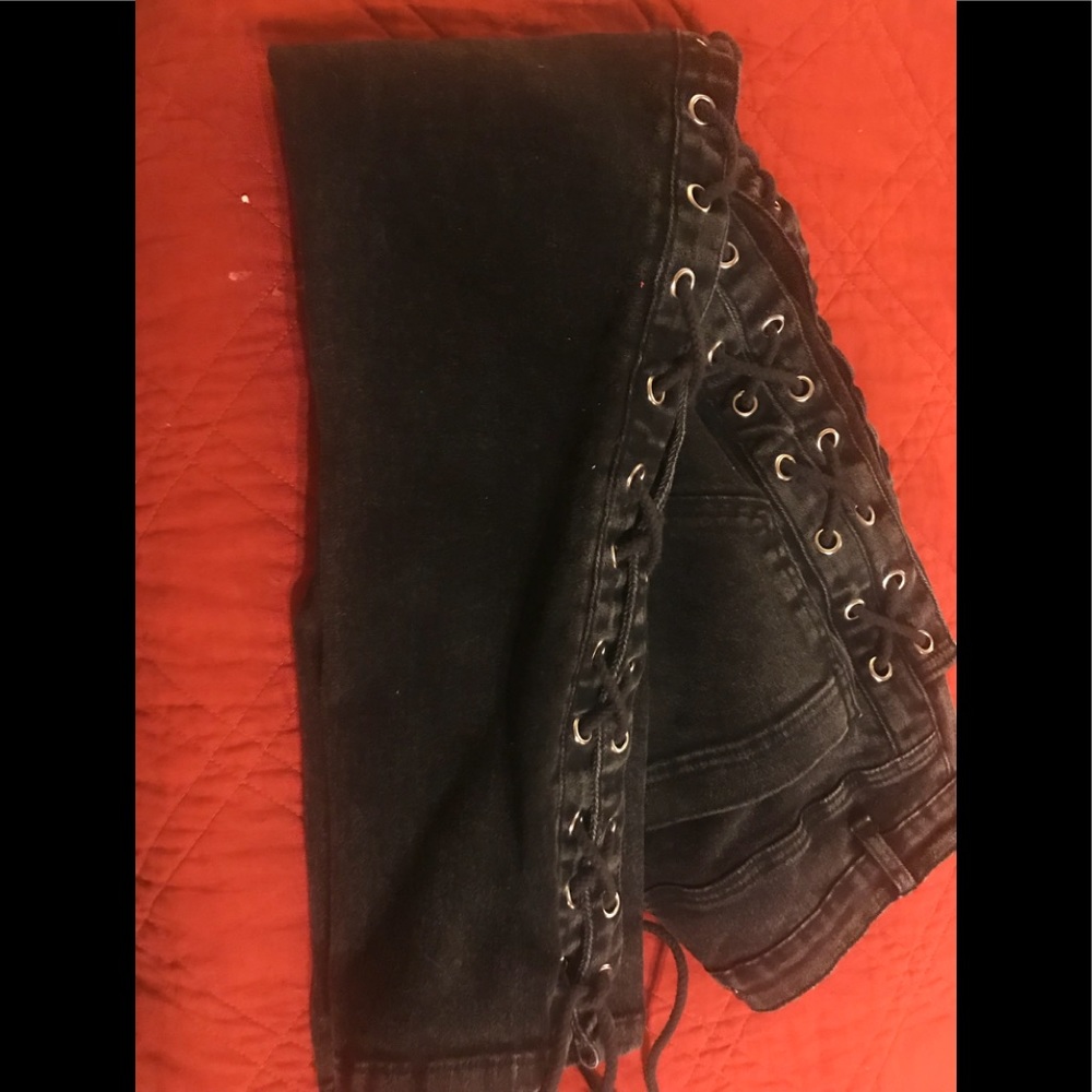 Dollskill Blk Lace-up Jeans 💥Hot Nvr Worn Lg $24